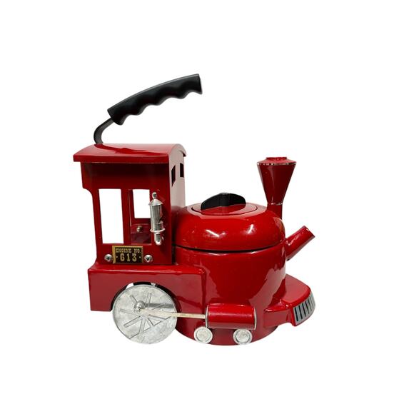 Vintage MKI Kamenstein Tea Kettle Pot World of Motion Steam Engine Train 613 Red - Picture 1 of 16